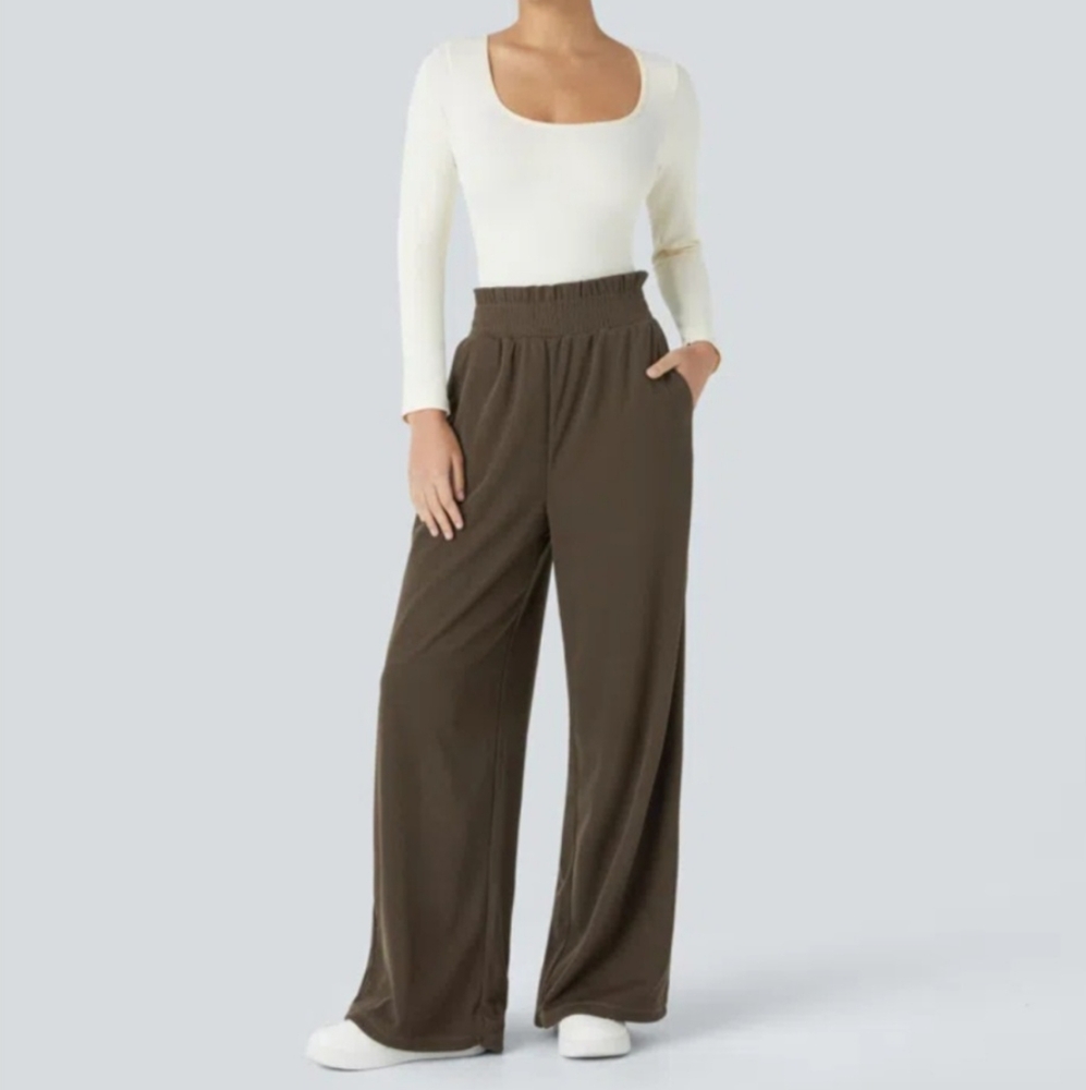 NWT HALARA Ribbed Frill High Waisted Side Pocket Adjustable Drawcord (Size: S)